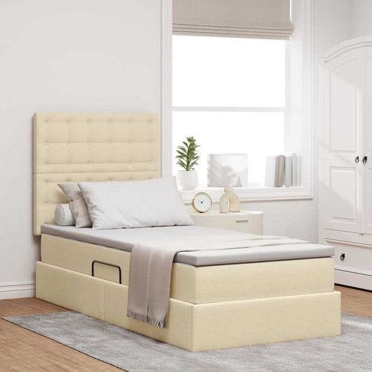 Letto con contenitore e materasso Crema 90 x 200 cm Tessuto | homemem39