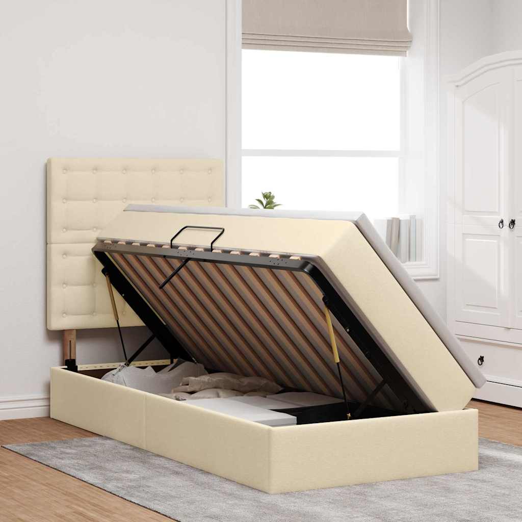 Letto con contenitore e materasso Crema 90 x 200 cm Tessuto | homemem39