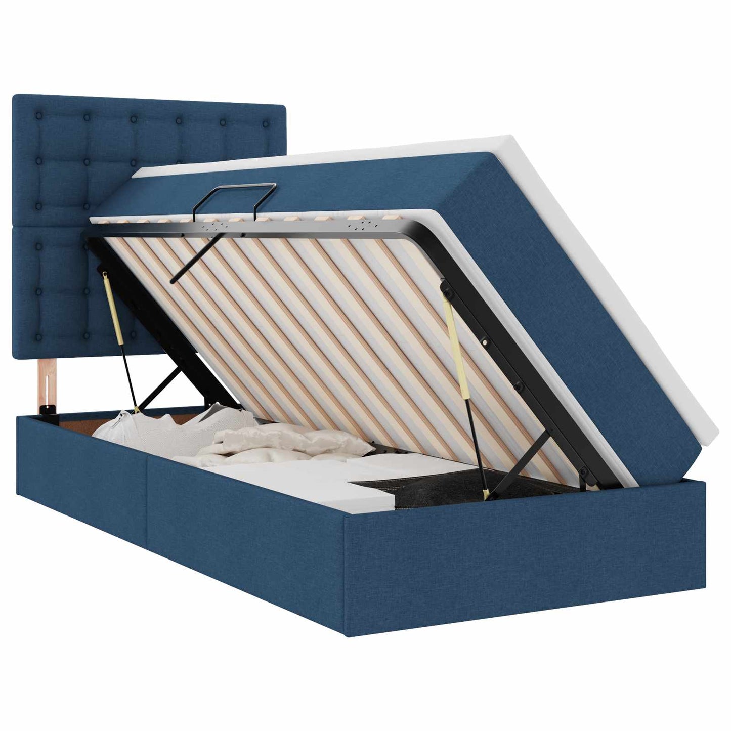 Letto con contenitore e materasso Blu 90 x 200 cm Tessuto | homemem39