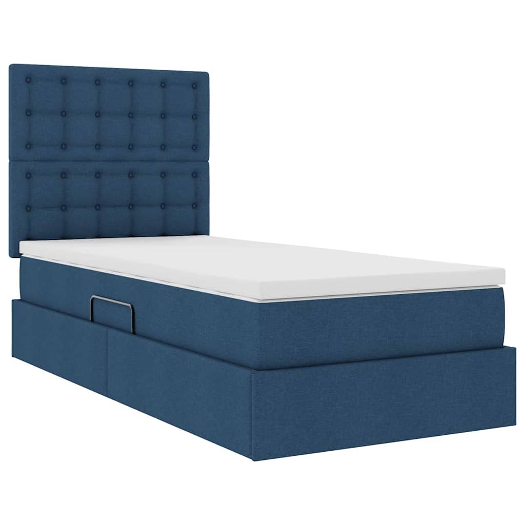 Letto con contenitore e materasso Blu 90 x 200 cm Tessuto | homemem39