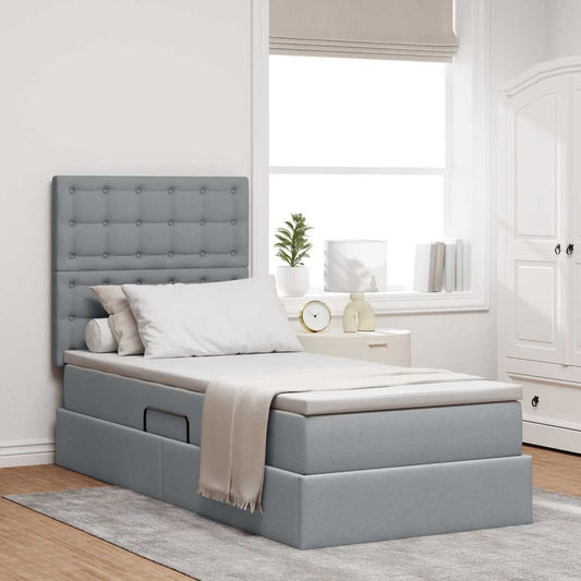Letto con contenitore e materasso Grigio chiaro 100 x 200 cm | homemem39
