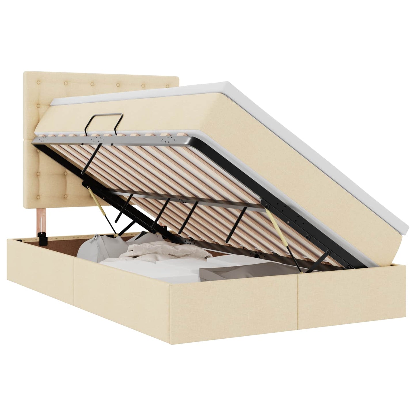 Letto con contenitore e materasso Crema 120 x 190 cm Tessuto | homemem39