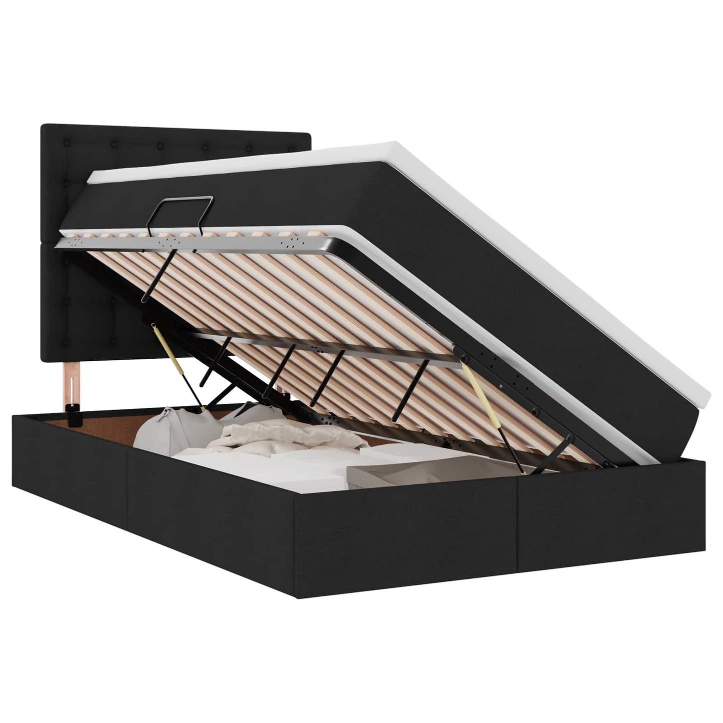 Letto con contenitore e materasso Nero 120 x 200 cm Tessuto | homemem39