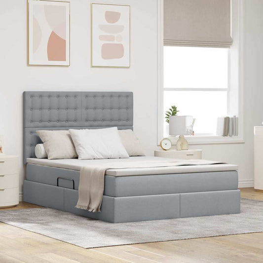 Letto con contenitore e materasso Grigio chiaro 140 x 190 cm