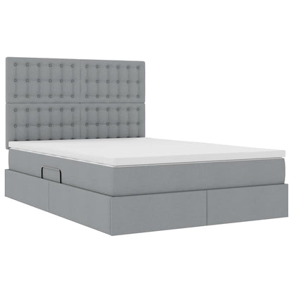 Letto con contenitore e materasso Grigio chiaro 140 x 190 cm