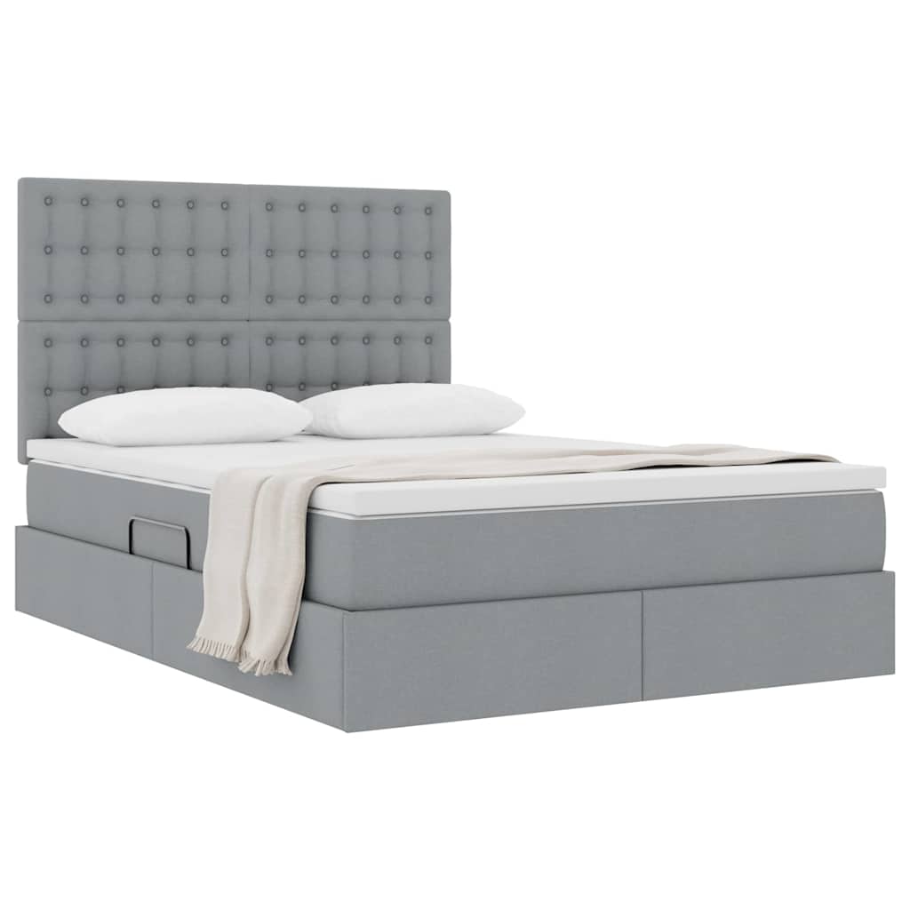 Letto con contenitore e materasso Grigio chiaro 140 x 190 cm