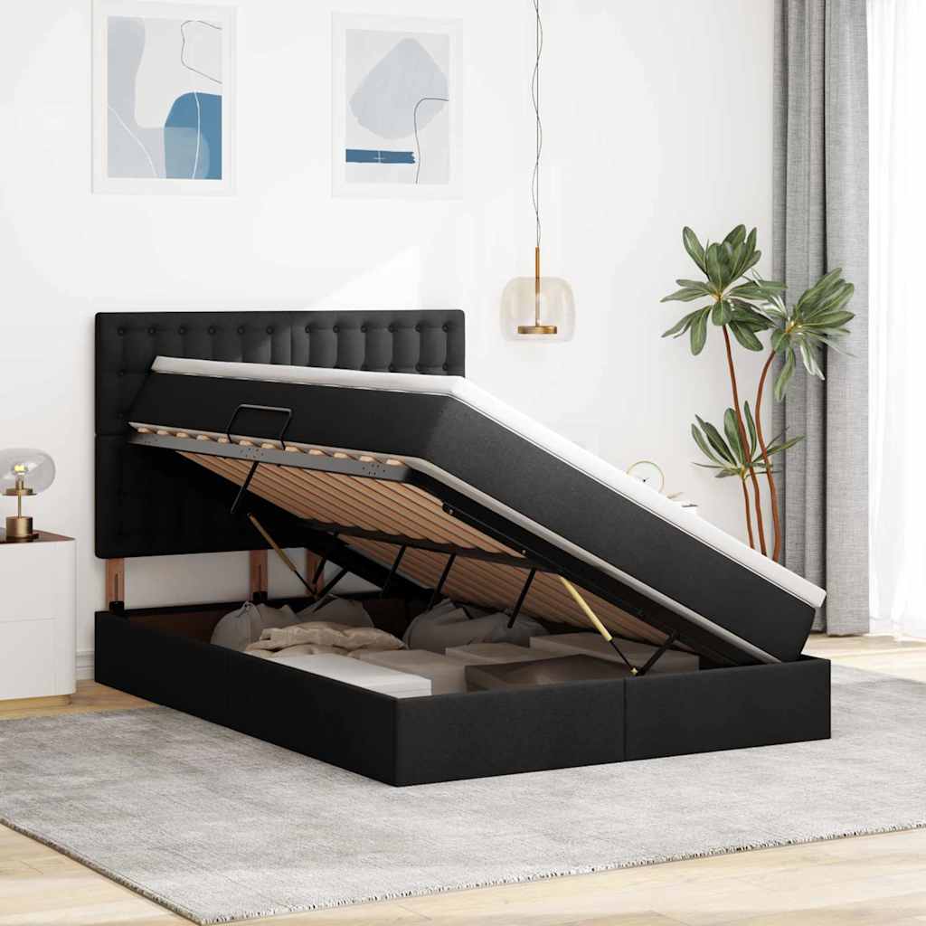 Letto con contenitore e materasso Nero 140 x 190 cm Tessuto | homemem39