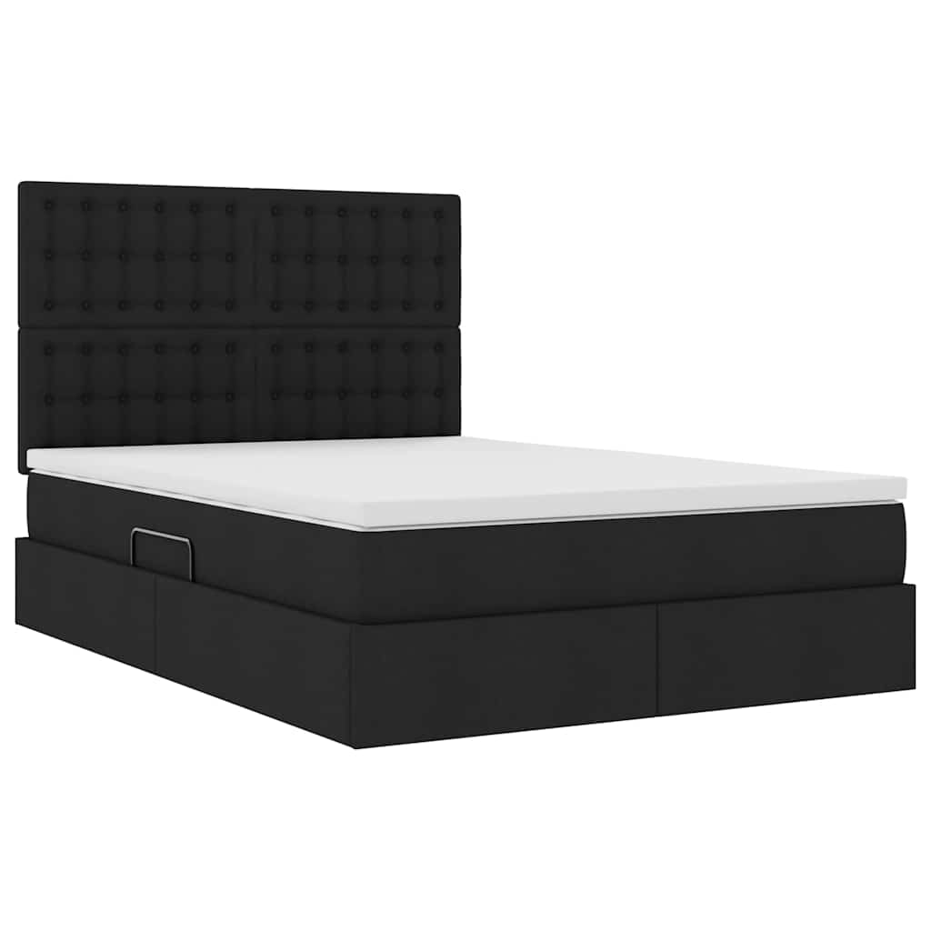 Letto con contenitore e materasso Nero 140 x 190 cm Tessuto | homemem39