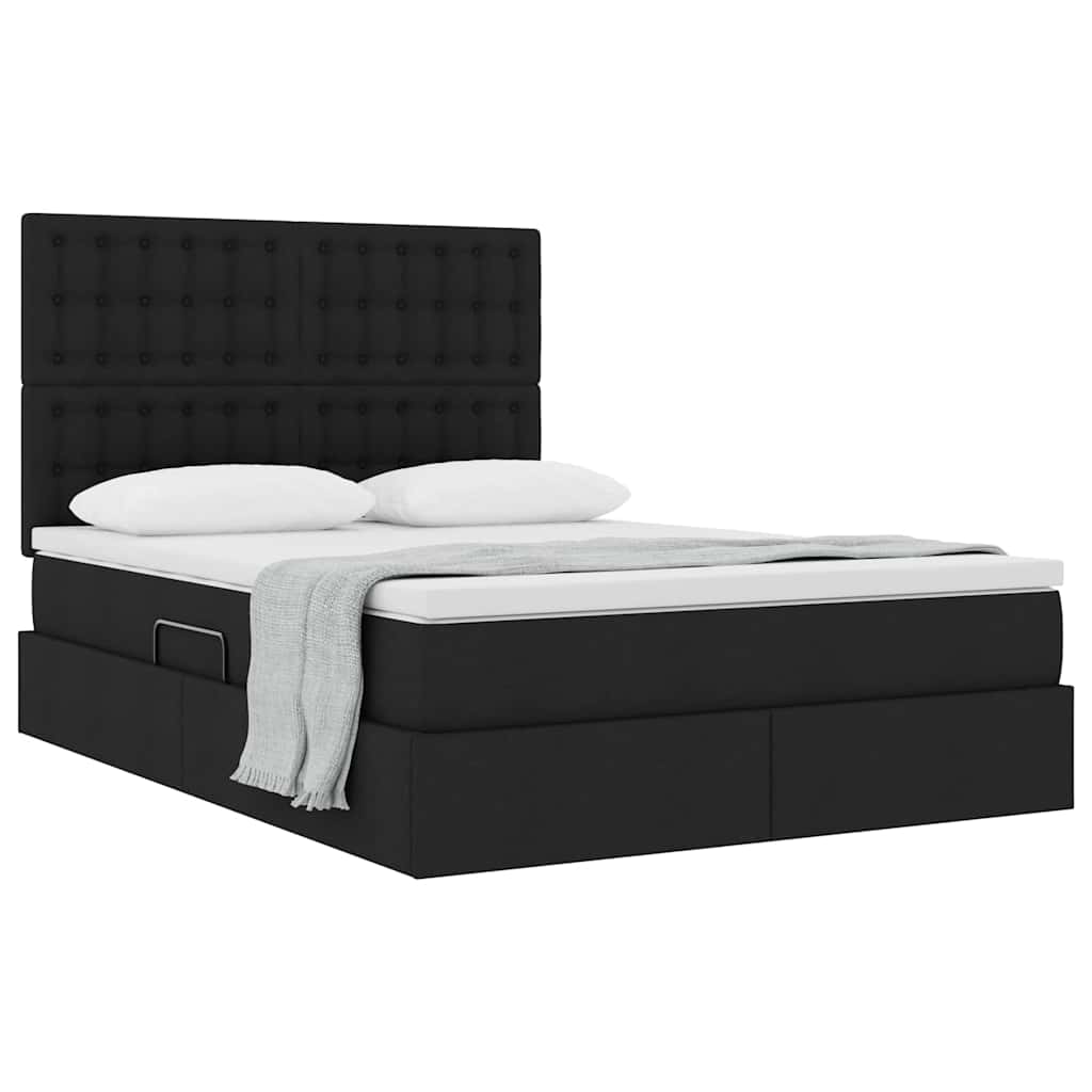 Letto con contenitore e materasso Nero 140 x 200 cm Tessuto | homemem39