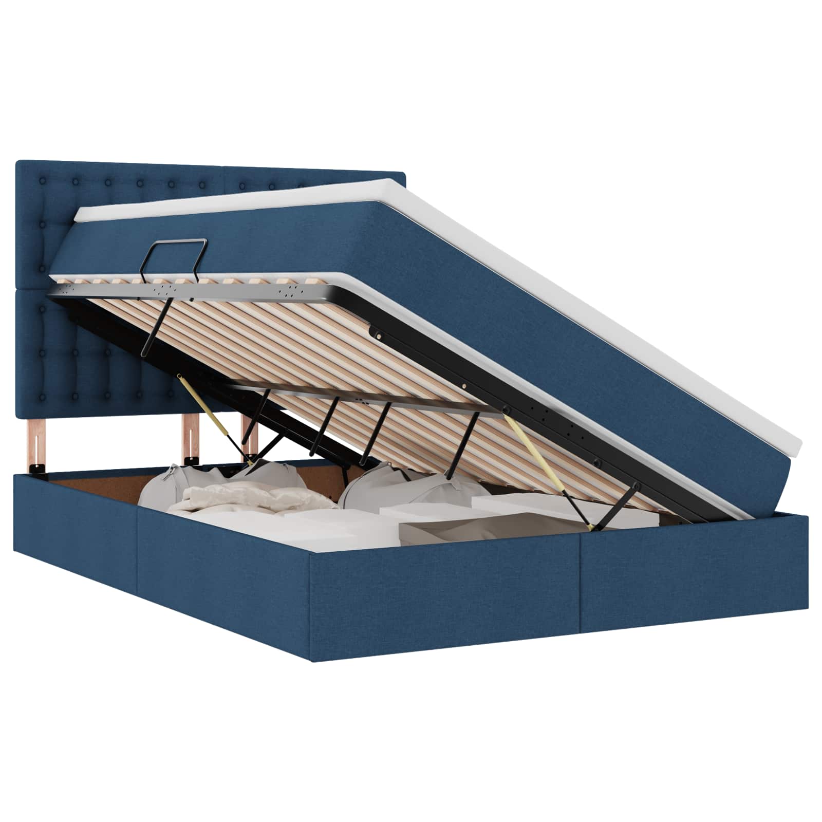 Letto con contenitore e materasso Blu 140 x 200 cm Tessuto | homemem39
