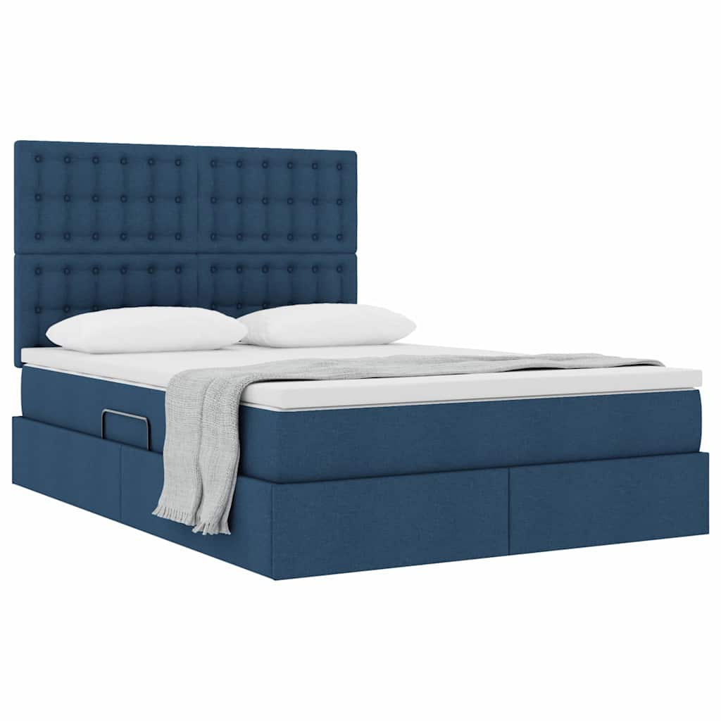 Letto con contenitore e materasso Blu 140 x 200 cm Tessuto | homemem39