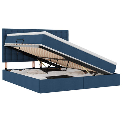 Letto con contenitore e materasso Blu 160 x 200 cm Tessuto | homemem39