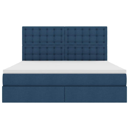 Letto con contenitore e materasso Blu 160 x 200 cm Tessuto | homemem39