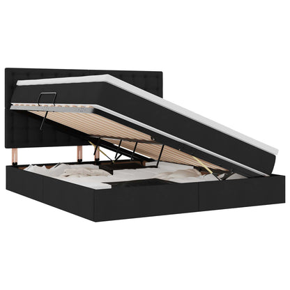Letto con contenitore e materasso Nero 180 x 200 cm Tessuto