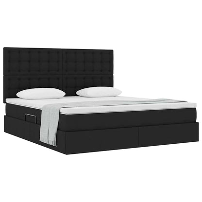 Letto con contenitore e materasso Nero 180 x 200 cm Tessuto | homemem39