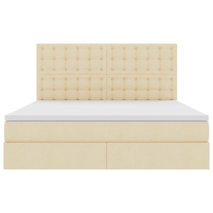 Letto con contenitore e materasso Crema 180 x 200 cm Poliestere