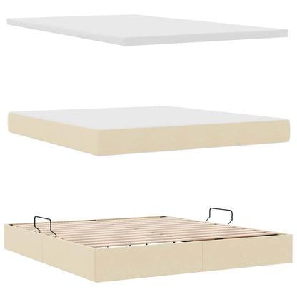 Letto con contenitore e materasso Crema 180 x 200 cm Poliestere
