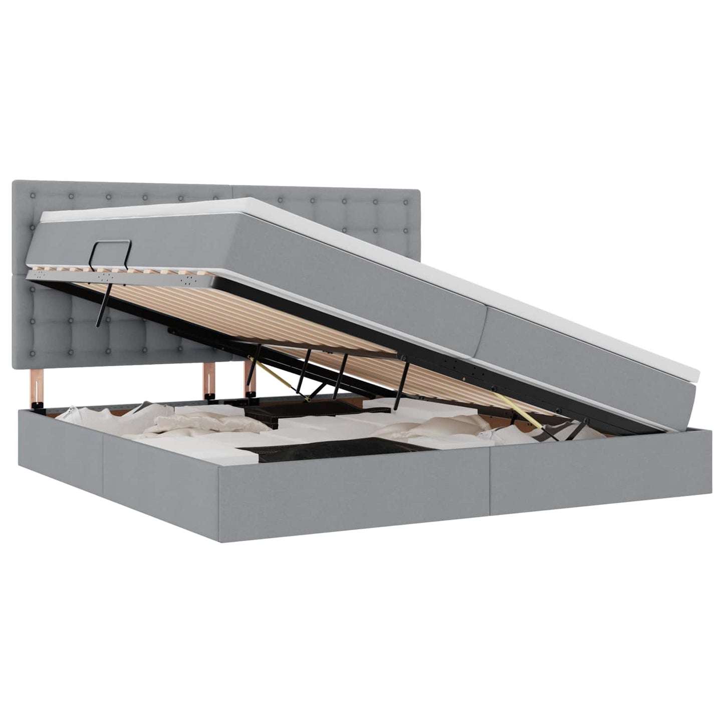Letto con contenitore e materasso Grigio chiaro 200 x 200 cm | homemem39