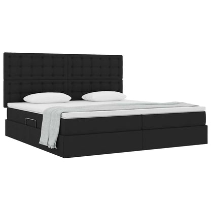 Letto con contenitore e materasso Nero 200 x 200 cm Tessuto | homemem39