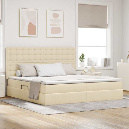 Letto con contenitore e materasso Crema 200 x 200 cm Tessuto | homemem39