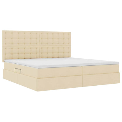 Letto con contenitore e materasso Crema 200 x 200 cm Tessuto | homemem39