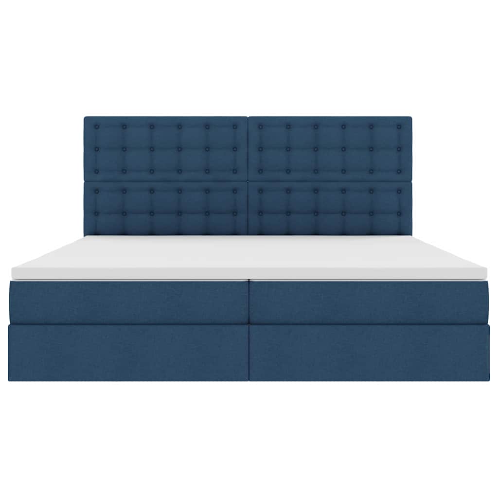 Letto con contenitore e materasso Blu 200 x 200 cm Tessuto | homemem39