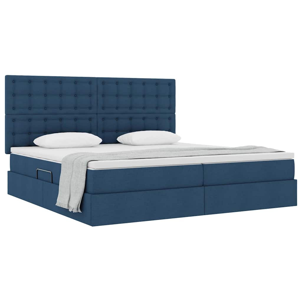 Letto con contenitore e materasso Blu 200 x 200 cm Tessuto | homemem39