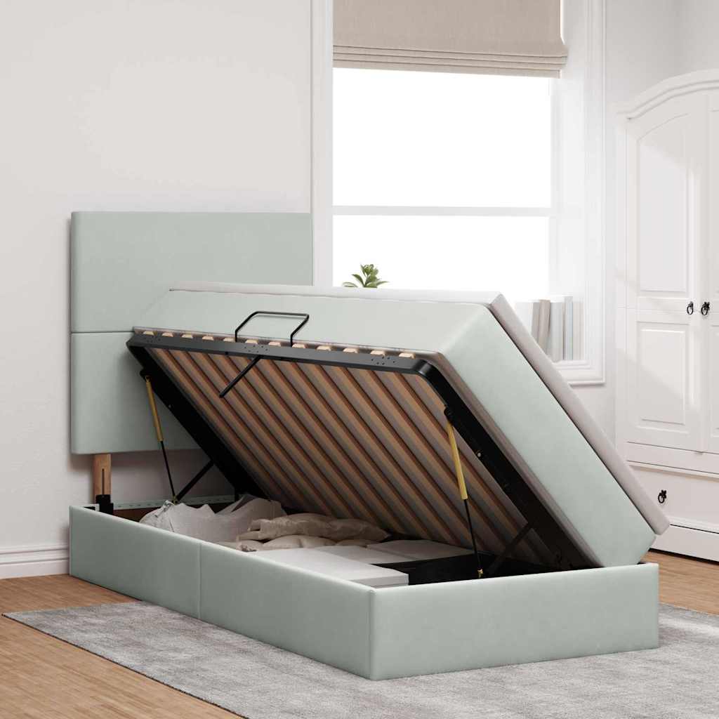 Letto con contenitore e materasso Grigio chiaro 90 x 190 cm | homemem39
