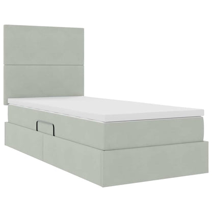Letto con contenitore e materasso Grigio chiaro 90 x 190 cm | homemem39