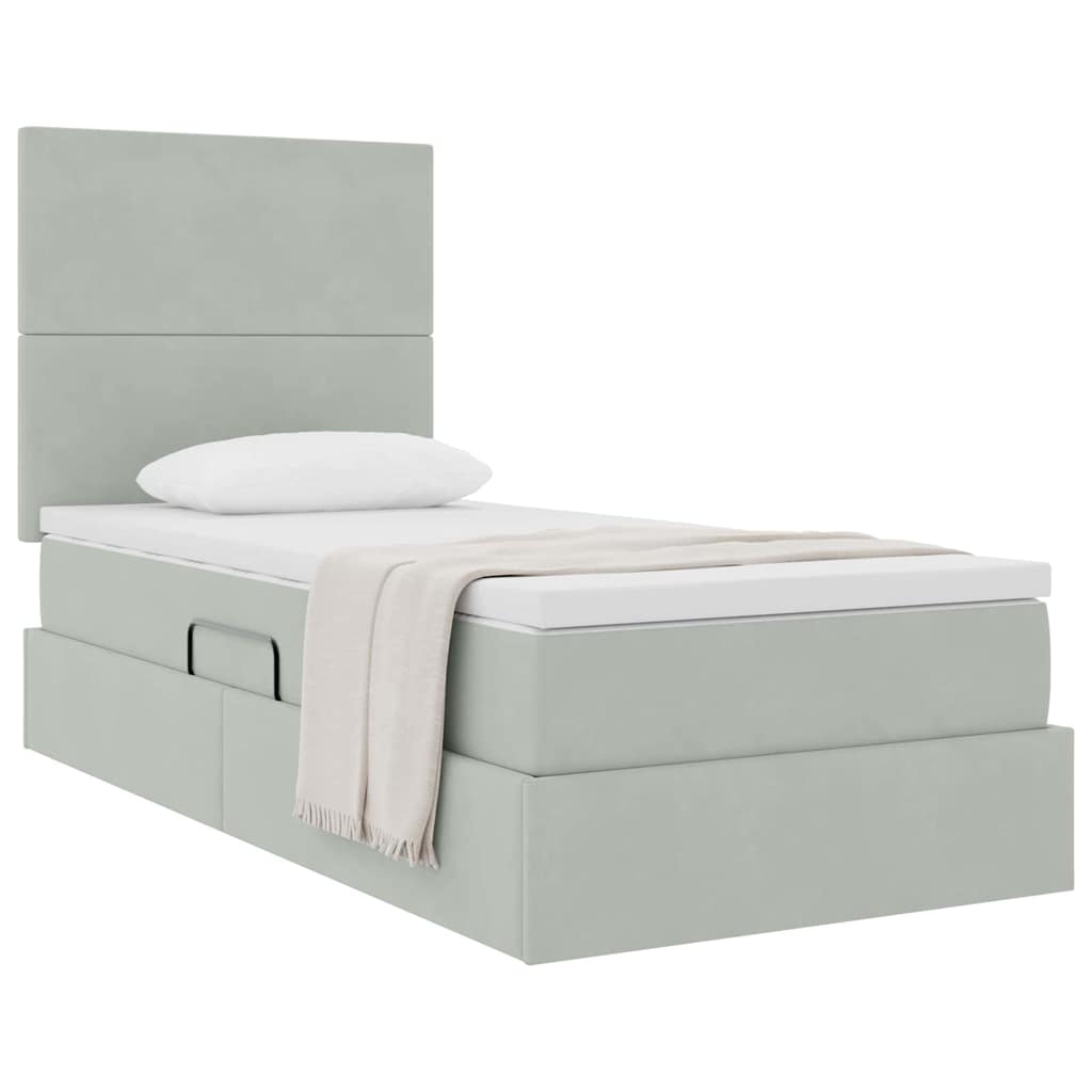 Letto con contenitore e materasso Grigio chiaro 90 x 190 cm | homemem39