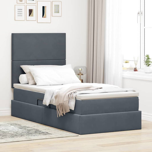 Letto con contenitore e materasso Grigio scuro 90 x 190 cm | homemem39