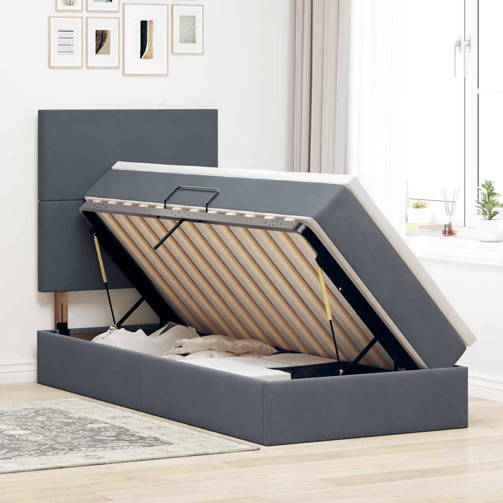 Letto con contenitore e materasso Grigio scuro 90 x 190 cm | homemem39