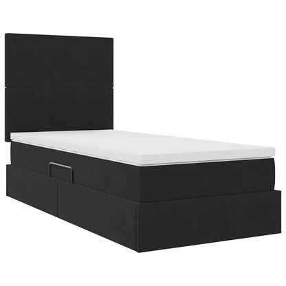 Letto con contenitore e materasso Nero 90 x 190 cm Velluto | homemem39