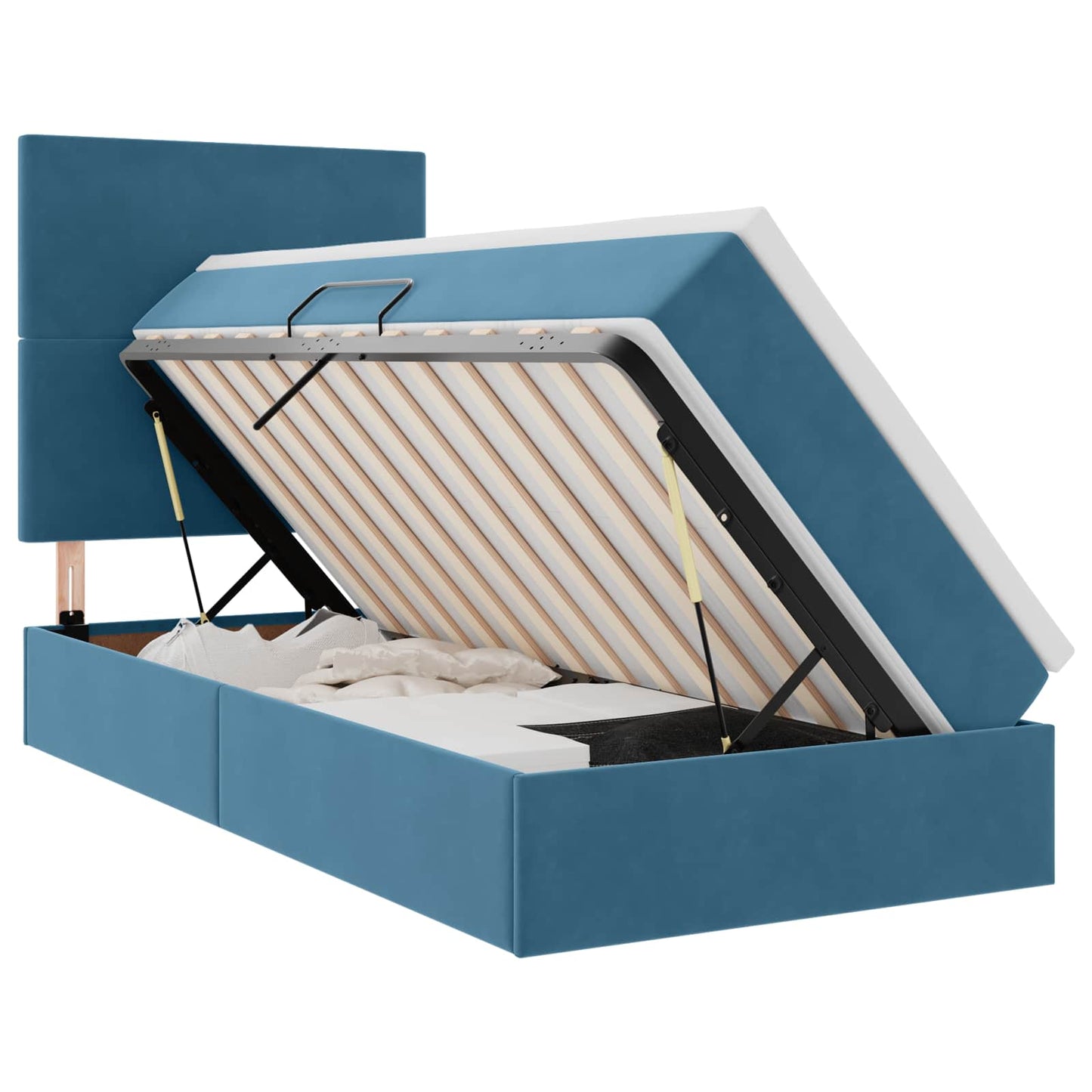 Letto con contenitore e materasso Blu Scuro 90 x 190 cm Velluto | homemem39