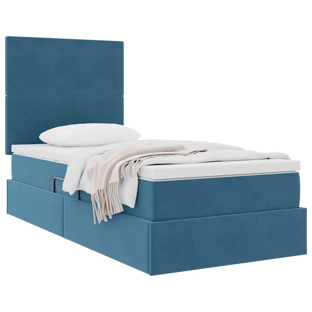 Letto con contenitore e materasso Blu Scuro 90 x 190 cm Velluto | homemem39