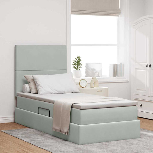 Letto con contenitore e materasso Grigio chiaro 90 x 200 cm | homemem39