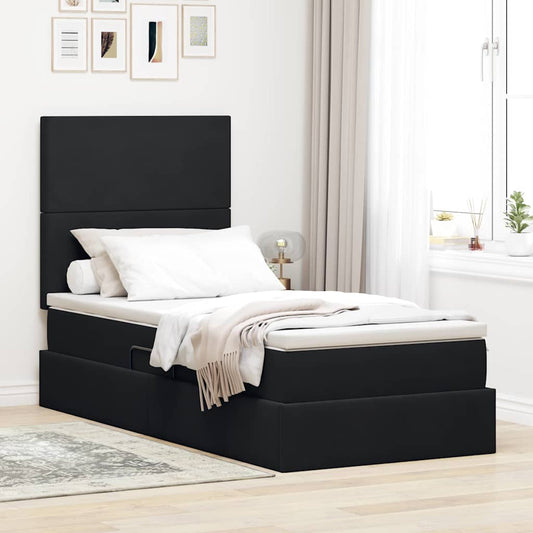 Letto con contenitore e materasso Nero 90 x 200 cm Velluto | homemem39