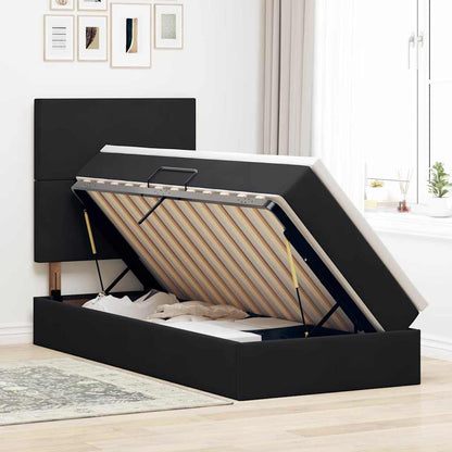 Letto con contenitore e materasso Nero 90 x 200 cm Velluto | homemem39