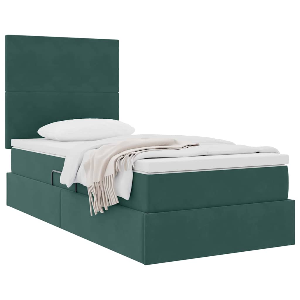 Letto con contenitore e materasso Verde Scuro 90 x 200 cm | homemem39