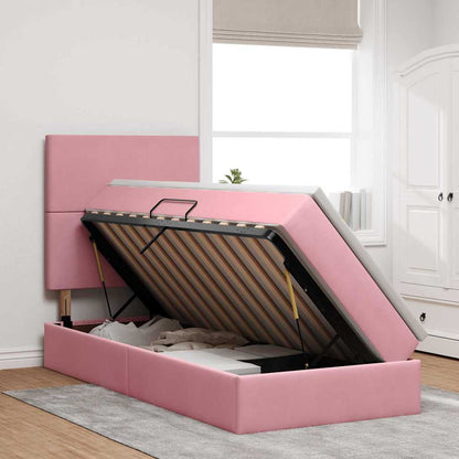 Letto con contenitore e materasso Rosa 90 x 200 cm Velluto | homemem39