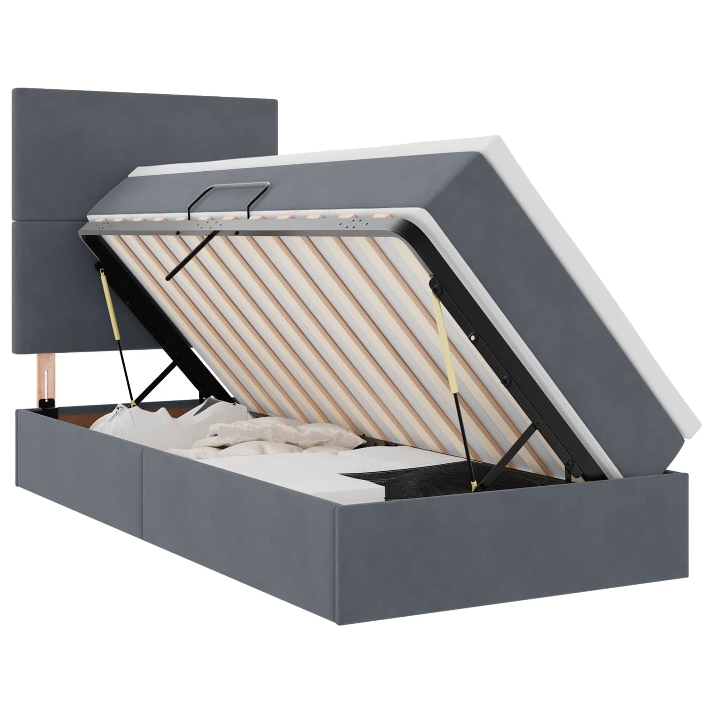 Letto con contenitore e materasso Grigio scuro 100 x 200 cm | homemem39