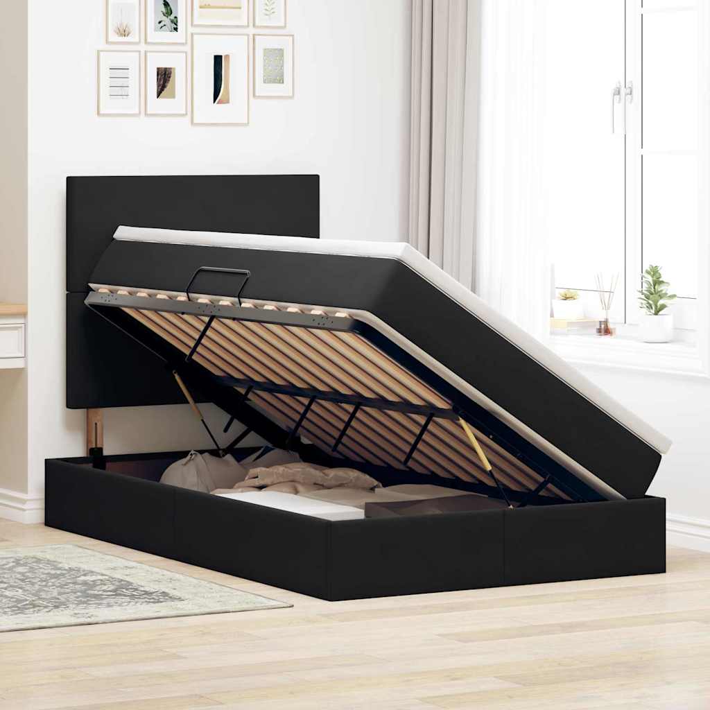 Letto con contenitore e materasso Nero 120 x 200 cm Velluto | homemem39
