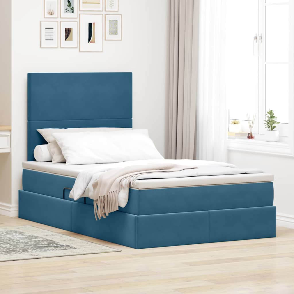 Letto con contenitore e materasso Blu Scuro 120 x 200 cm
