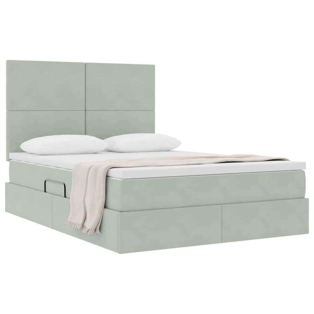 Letto con contenitore e materasso Grigio chiaro 140 x 190 cm | homemem39