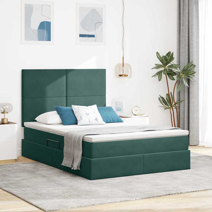 Letto con contenitore e materasso Verde Scuro 140 x 190 cm | homemem39