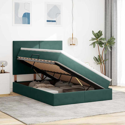 Letto con contenitore e materasso Verde Scuro 140 x 190 cm | homemem39