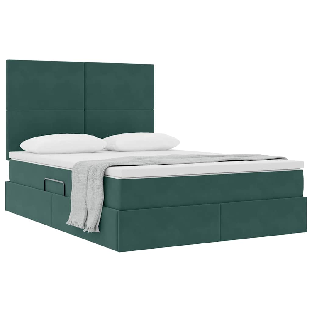 Letto con contenitore e materasso Verde Scuro 140 x 190 cm | homemem39