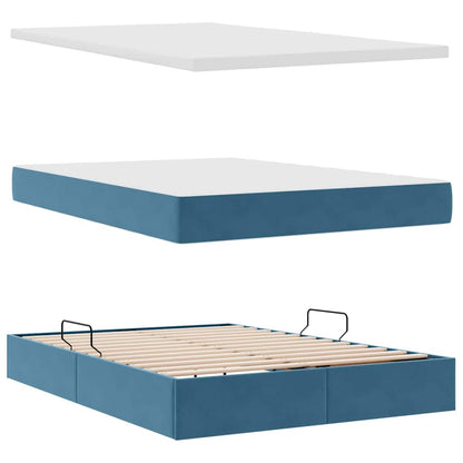 Letto con contenitore e materasso Blu Scuro 140 x 190 cm