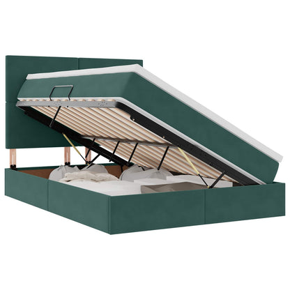 Letto con contenitore e materasso Verde Scuro 140 x 200 cm | homemem39