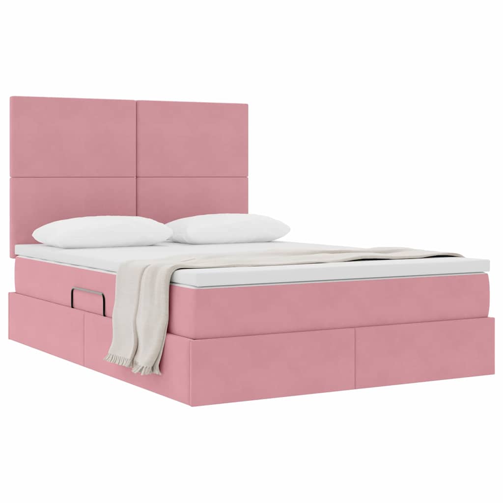 Letto con contenitore e materasso Rosa 140 x 200 cm Velluto | homemem39
